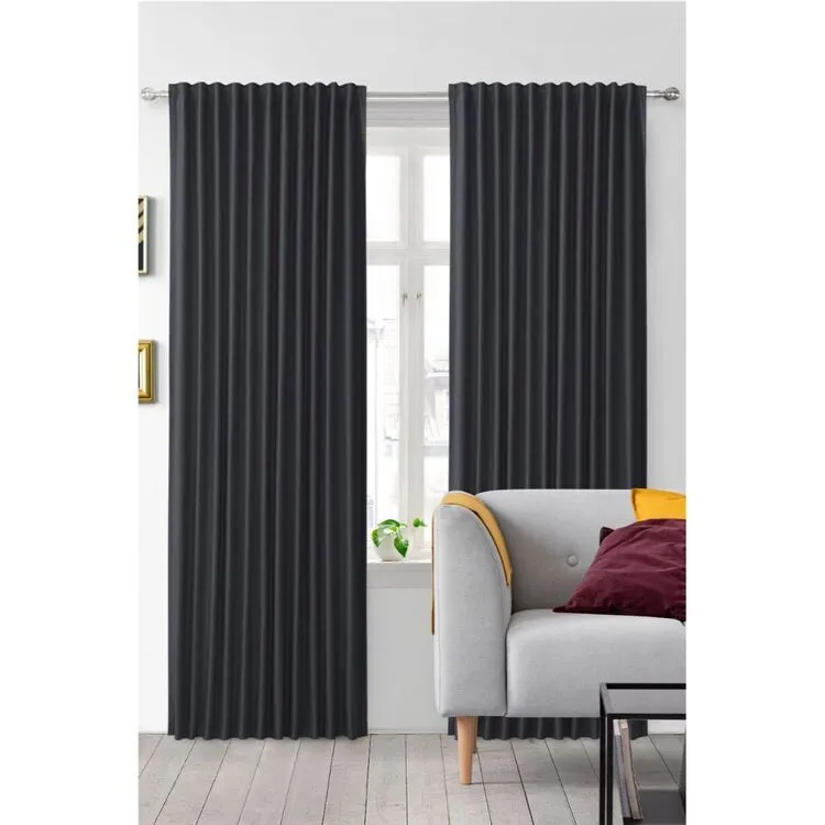 Dri Glo Slub Sheer Blockout Curtain 140x230 Charcoal 140 X 230 Cm 4 Dri Glo Slub Sheer Blockout Curtain 140x230 Charcoal 140 X 230 Cm - Image 2