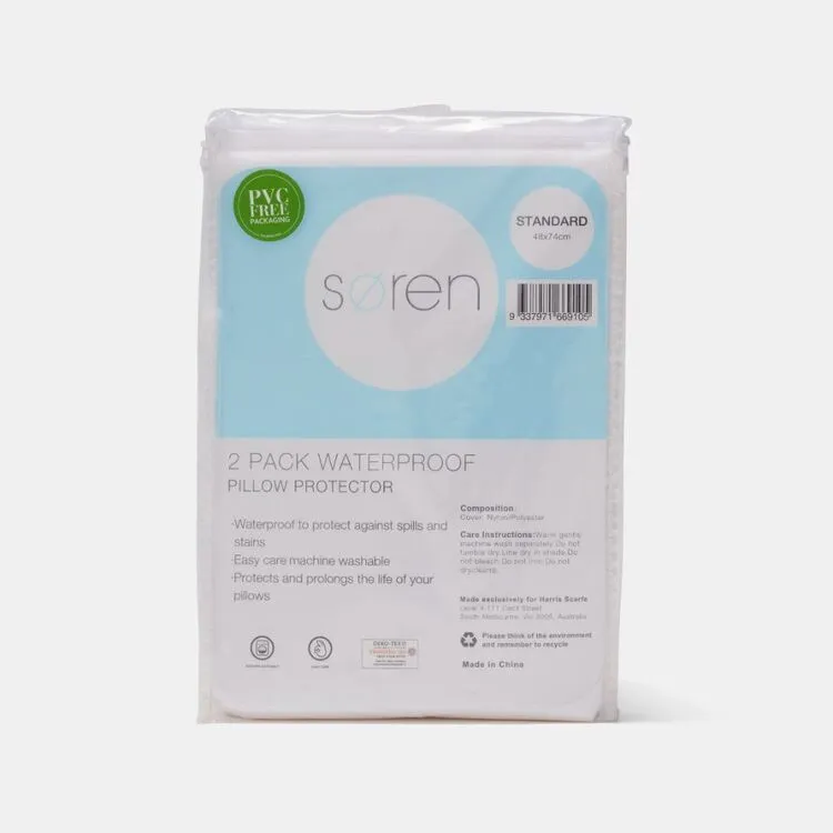 Soren Waterproof Pillow Protector 2PK White White 4 Soren Waterproof Pillow Protector 2PK White White - Image 2