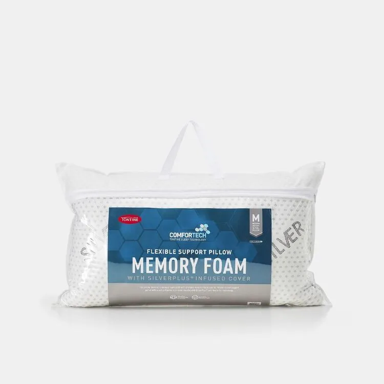 Tontine Comfortech Flexible Support Memory Foam Pillow With Silver Treated Cover White 4 Tontine Comfortech Flexible Support Memory Foam Pillow With Silver Treated Cover White - Image 2