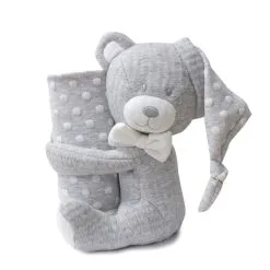 Bubba Blue BB Bear Soft Cuddle 2 Pc Gift Set 75 X 100 Grey