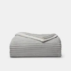 Bas Phillips New York Ribbed Blanket Queen/King Bed Silver -Deals Bedding Store 629416 C 0040 00