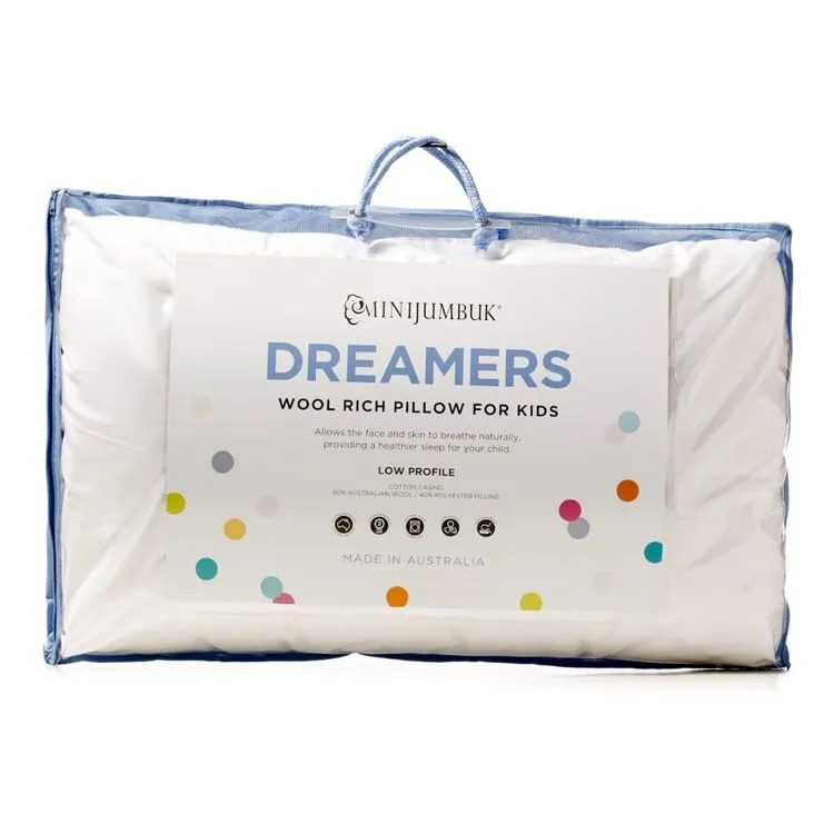 Mini Jumbuk MiniJumbuk Dreamers Kids Wool Rich Pillow Low Profile White Standard 3 Mini Jumbuk MiniJumbuk Dreamers Kids Wool Rich Pillow Low Profile White Standard