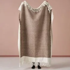 Linen House Cadiza Throw 130x170cm Mushroom 130 X 170 Cm