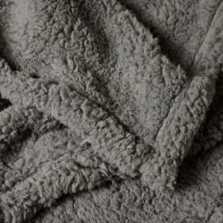 Soren Teddy Fleece Extra Large Throw Charcoal 160 X 210 Cm