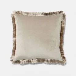 Elysian Velvet Fringe Cushion Linen 50 X 50 Cm 5 Elysian Velvet Fringe Cushion Linen 50 X 50 Cm -Deals Bedding Store BP647422001 linen