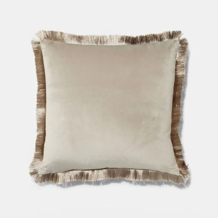 Elysian Velvet Fringe Cushion Linen 50 X 50 Cm 4 Elysian Velvet Fringe Cushion Linen 50 X 50 Cm - Image 2