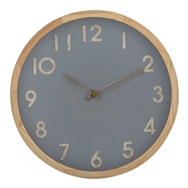 Amalfi Riley Wall Clock Natural/Grey 32.5x32.5cm 3 Amalfi Riley Wall Clock Natural/Grey 32.5x32.5cm