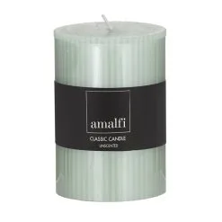 Amalfi Ribbed Unscented Pillar Candle Green