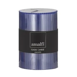 Amalfi Ribbed Unscented Pillar Candle Blue
