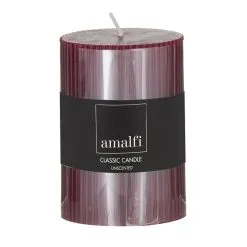 Amalfi Ribbed Unscented Pillar Candle Burgandy