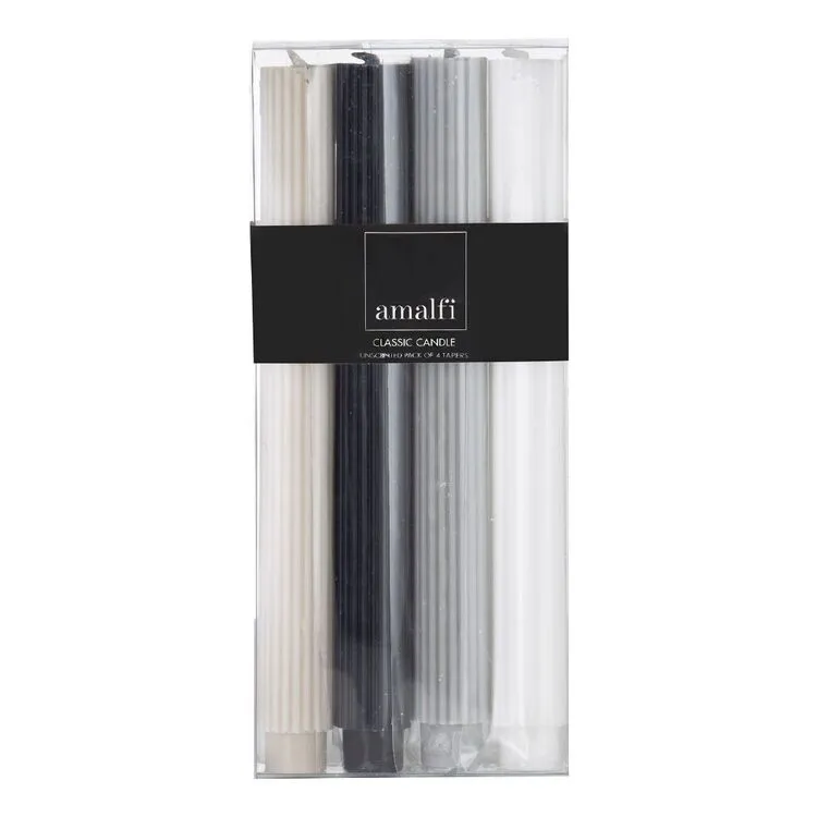Amalfi Ribbed Dinner Candles Set Of 4 Blue/White/Grey/Taupe 3 Amalfi Ribbed Dinner Candles Set Of 4 Blue/White/Grey/Taupe