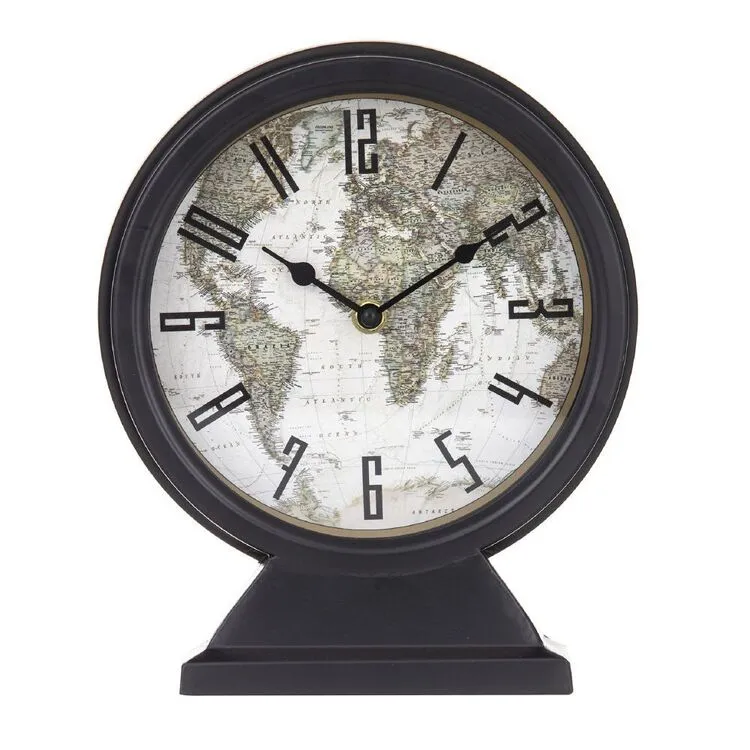Amalfi World Map Mantel Clock Black/Multi 21.5x7.5x25.5cm 3 Amalfi World Map Mantel Clock Black/Multi 21.5x7.5x25.5cm
