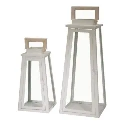 Amalfi Rogue Lakeshore Lanterns Set Of 2 White 32 Cm & 47.3 Cm