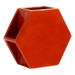 Kas Hex Small Vase Rust 15 X 6 X 13 Cm